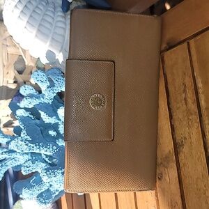 Tan Bvlgari Long Trifold Wallet